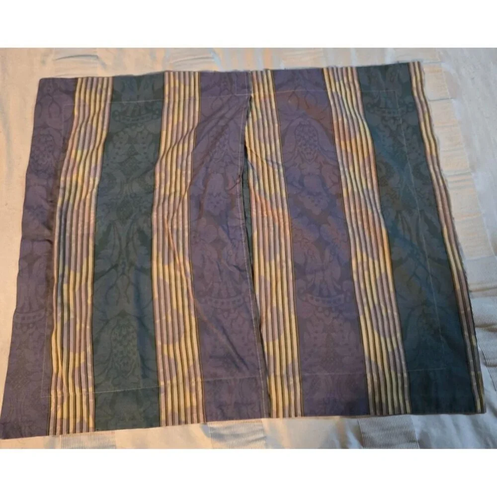 Vintage Springs Dark Boho Purple  Green Striped Pillowcase  Standard